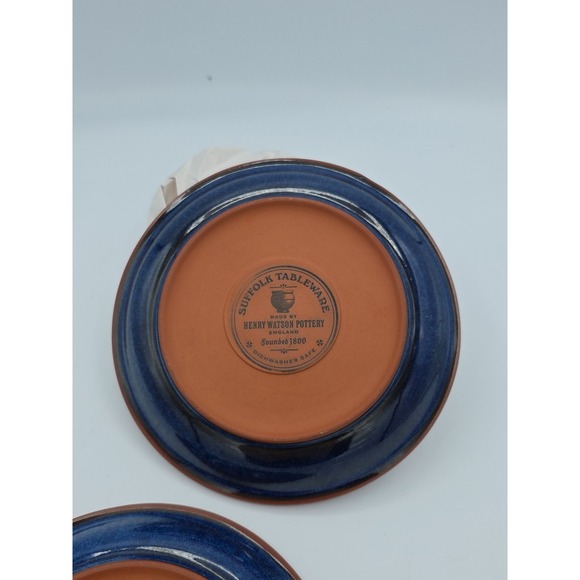 Vintage Suffolk Tableware Henry Watson Pottery England Blue 6.5" Plates Set Of 2 - Picture 5 of 6